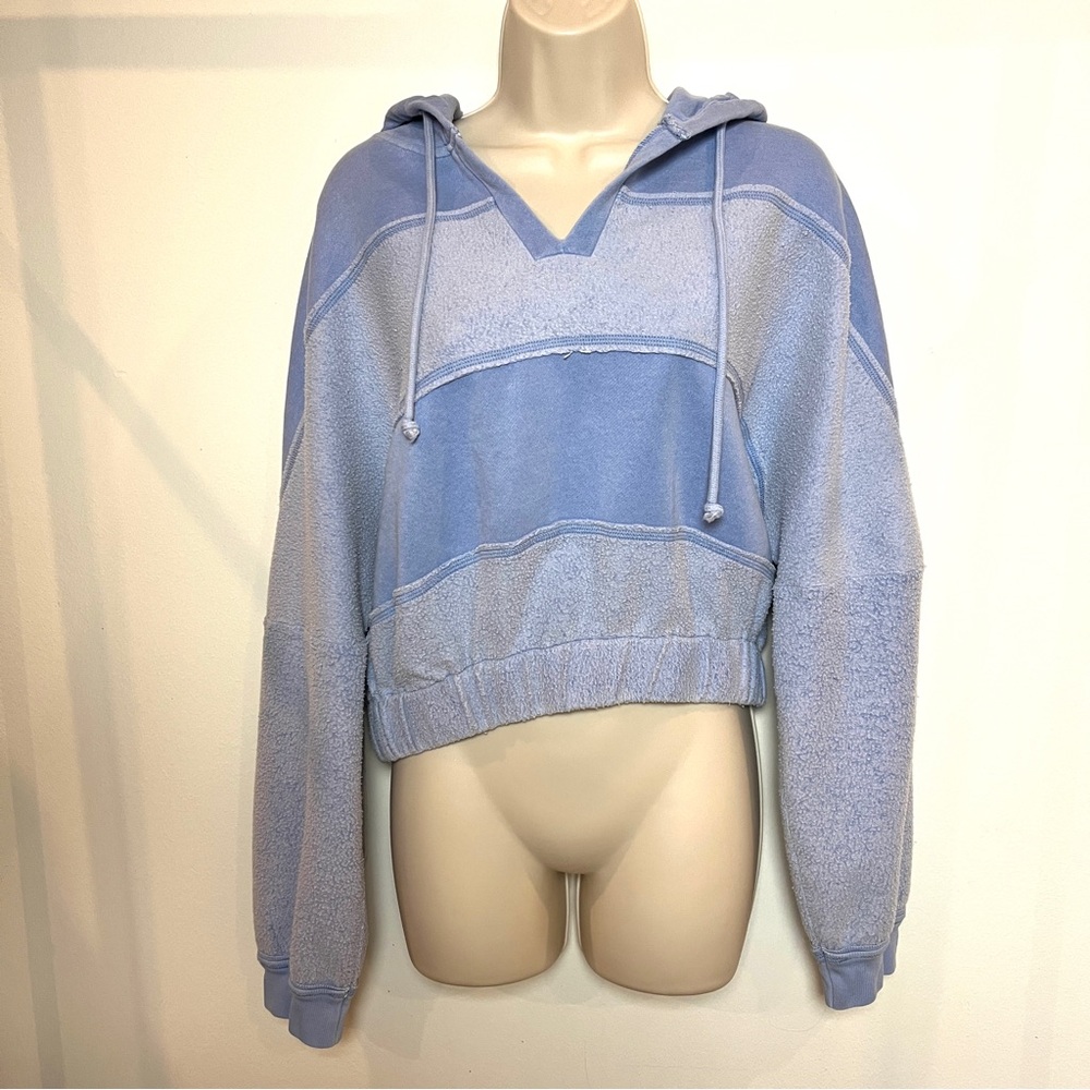 BDG Relaxed Cropped Striped Drawstring Athleisure Activewear Comfy Hoodie